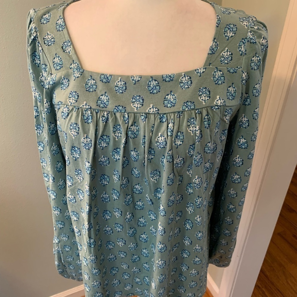Lucky Brand floral l/s cotton top, size M